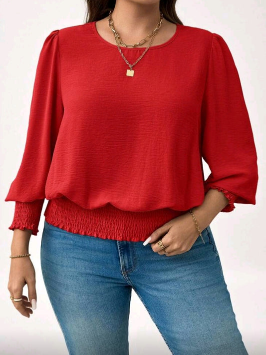 #1348 Solid Color Puff Sleeve Blouse
