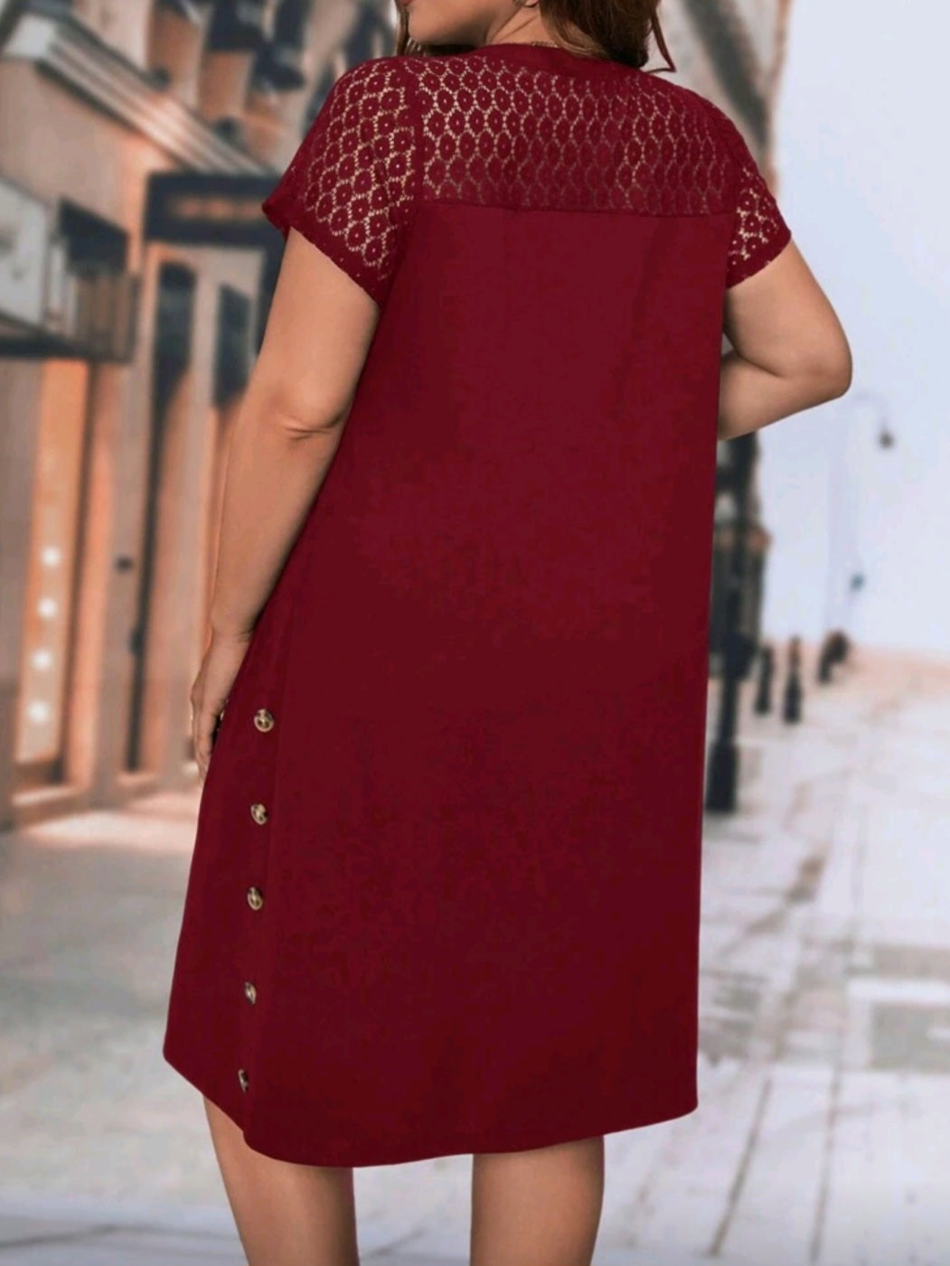 #7617 Lace Button Detail Dress