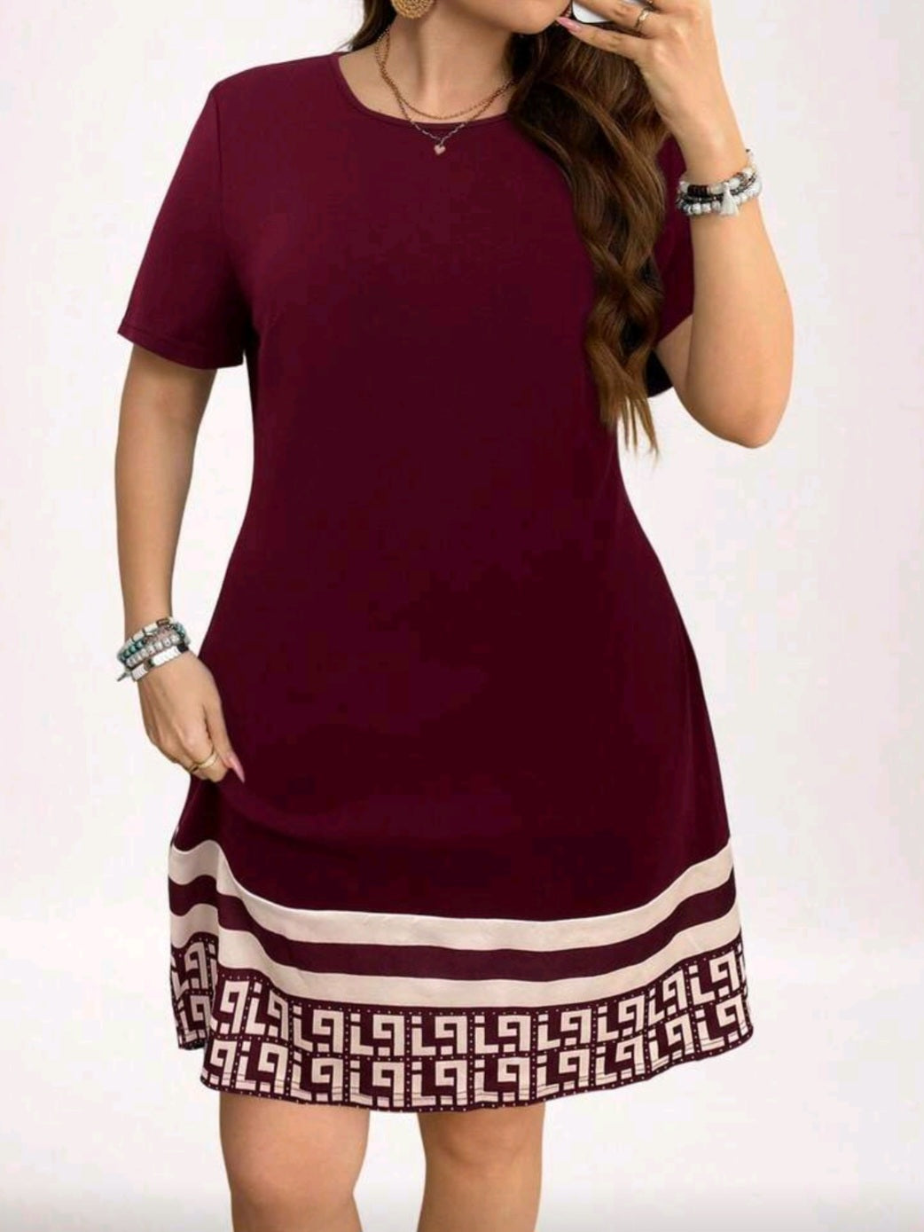 #3315 Striped & Geometric Print Dress