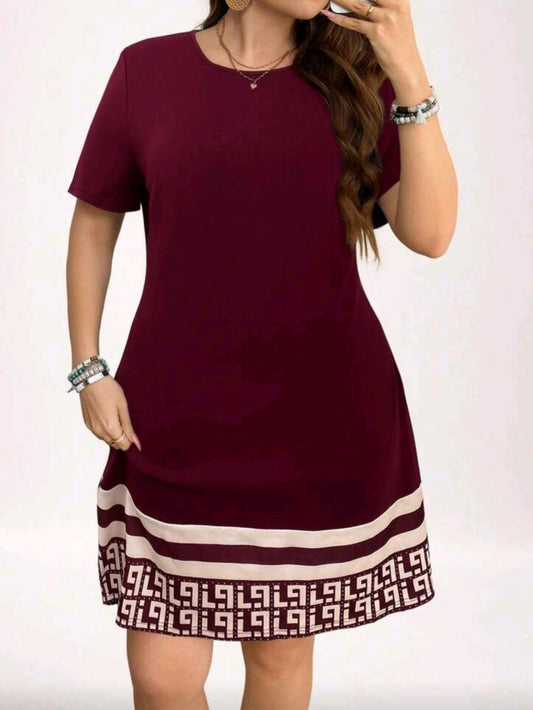 #3315 Striped & Geometric Print Dress