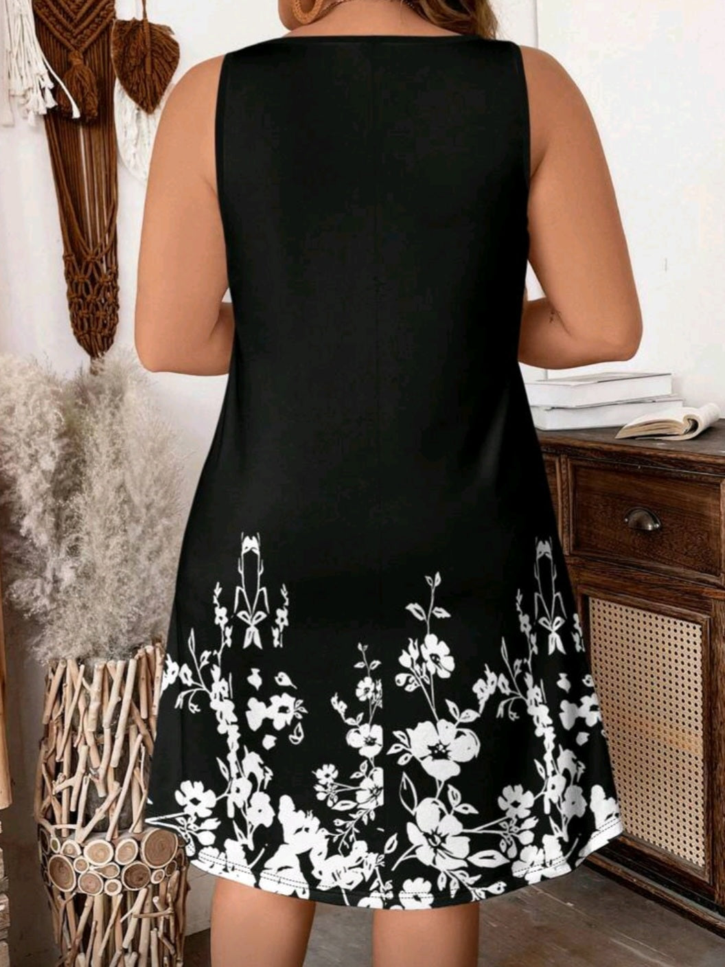 #9518 Floral Print Sleeveless Dress