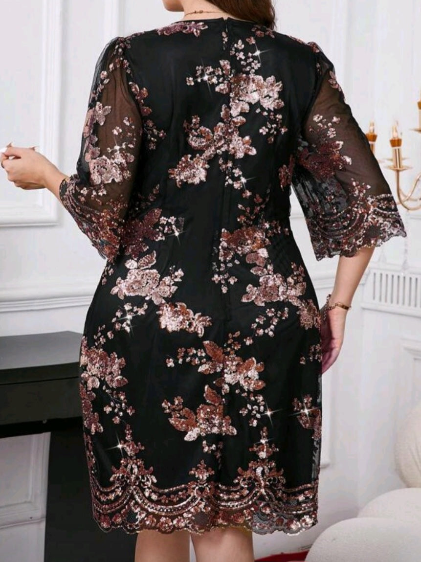 #6791 Shiny Sequin Elegant Romantic Dress