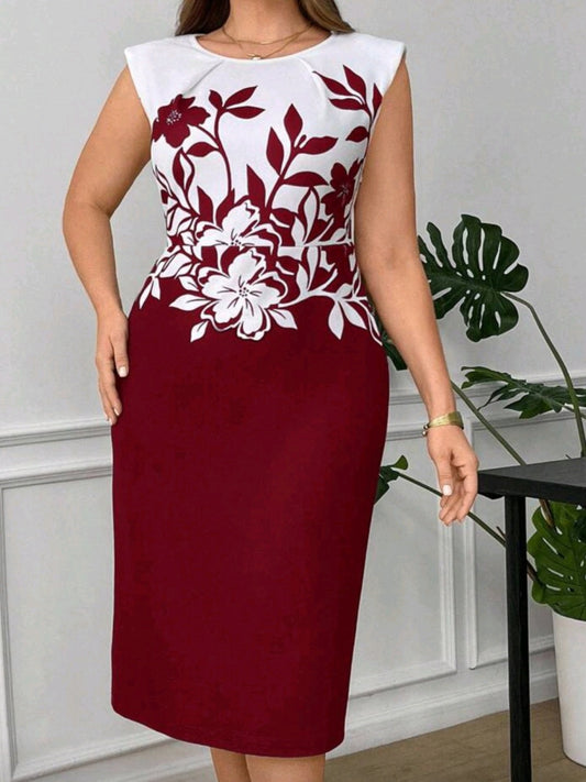 #0875 Elegant Patterned Bodycon Dress