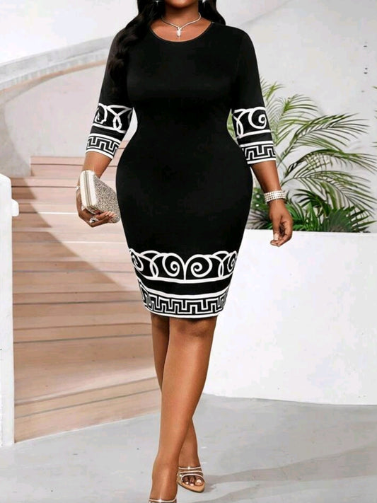 #2284 Three Quarter Length Sleeve Pencil Dress