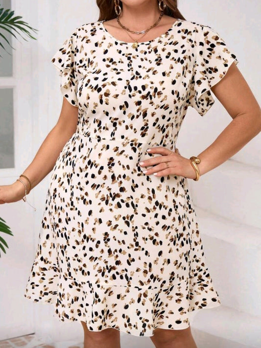 #5220 Allover Print A- Line Dress