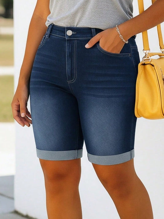 7975 Rolled Hem Denim Shorts
