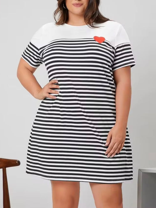 2124 Striped Print Tee Dress
