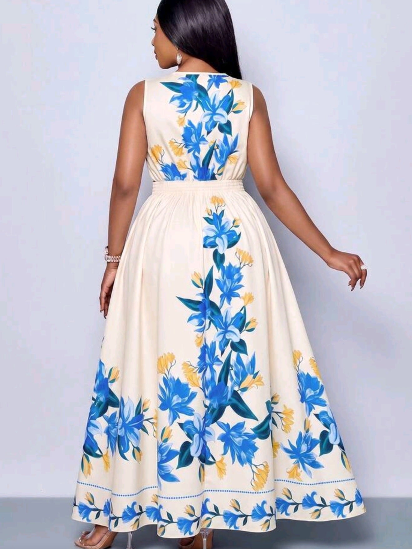9485 V Neck Maxi Dress