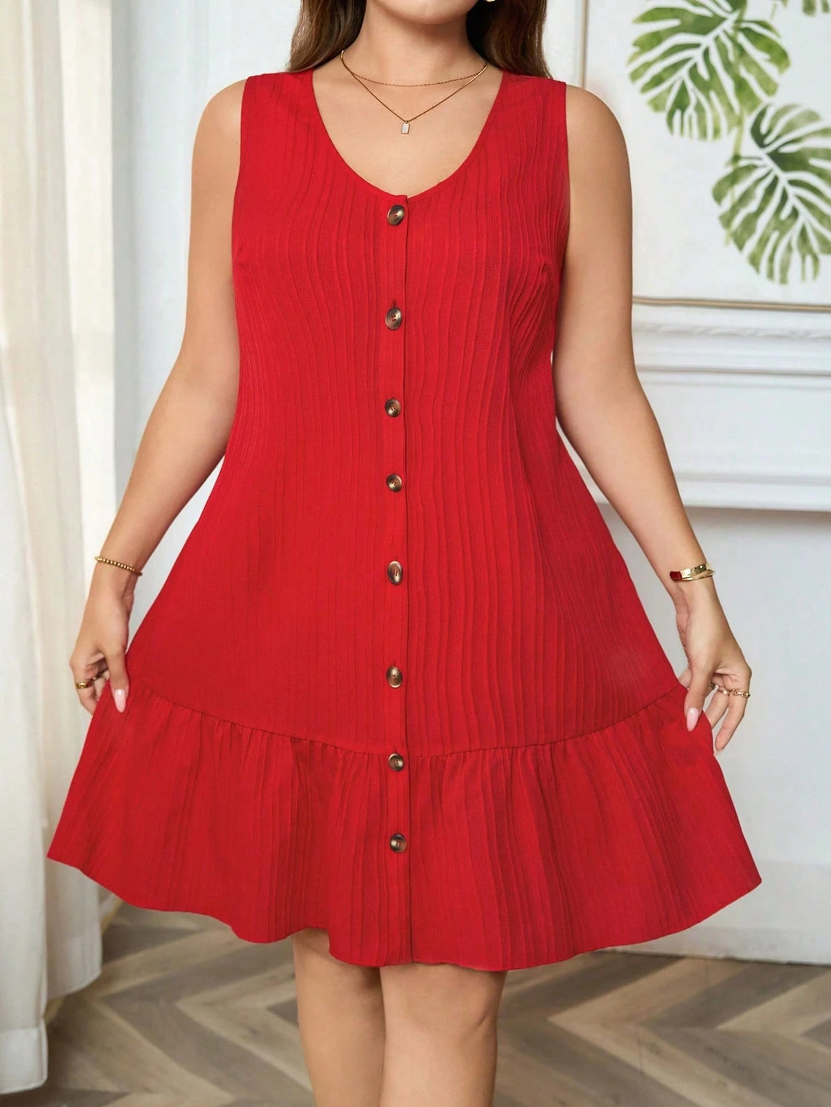 1443 Ruffle Hem Dress