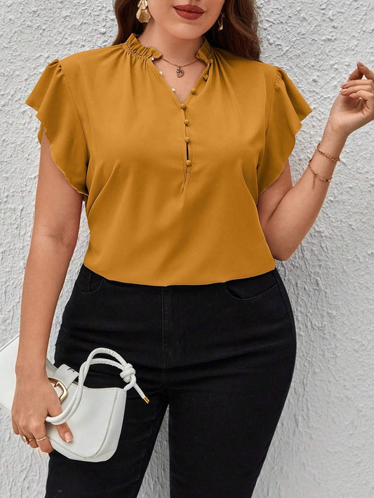 8040 Hem Flare & Notch Neckline Shirt