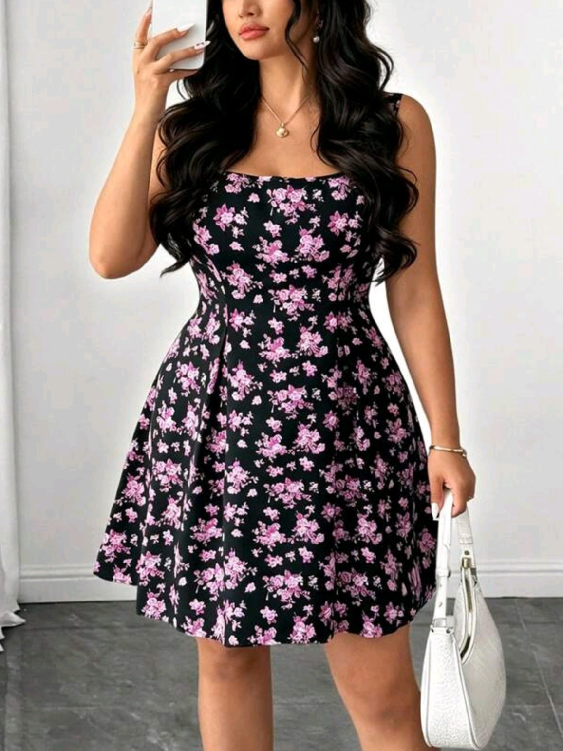 1176 Spaghetti Strap Tie-Waist A-Line Short Dress