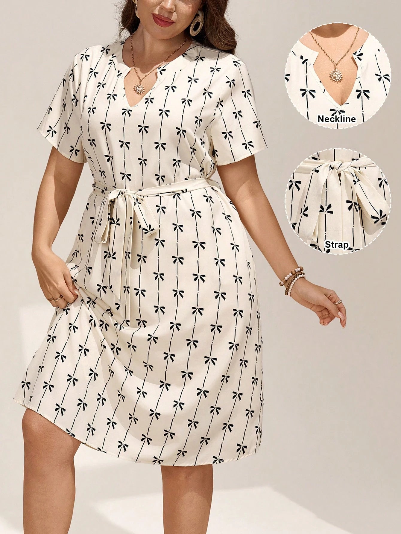 7377 V Neck Midi Dress