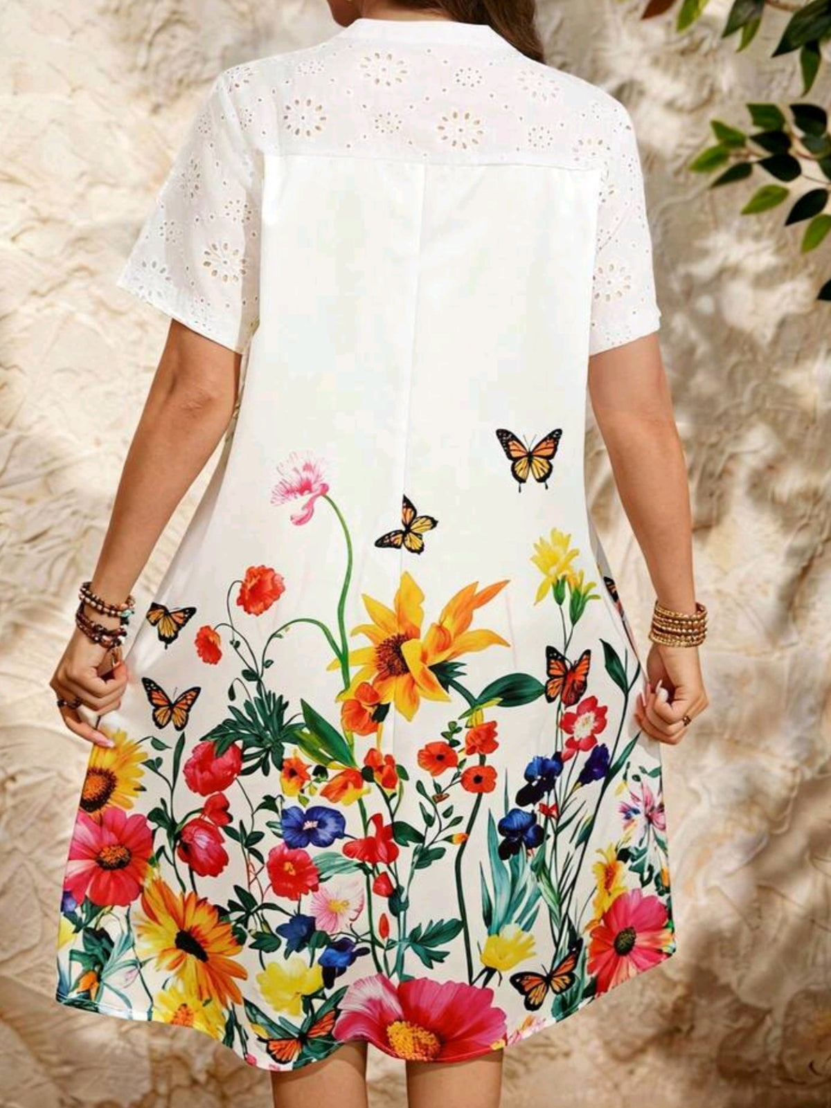 5389 Embroidery Patchwork Floral Print Dress