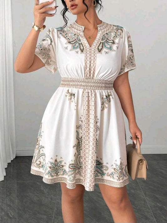 1886 Elastic Waist Sleeved Dress