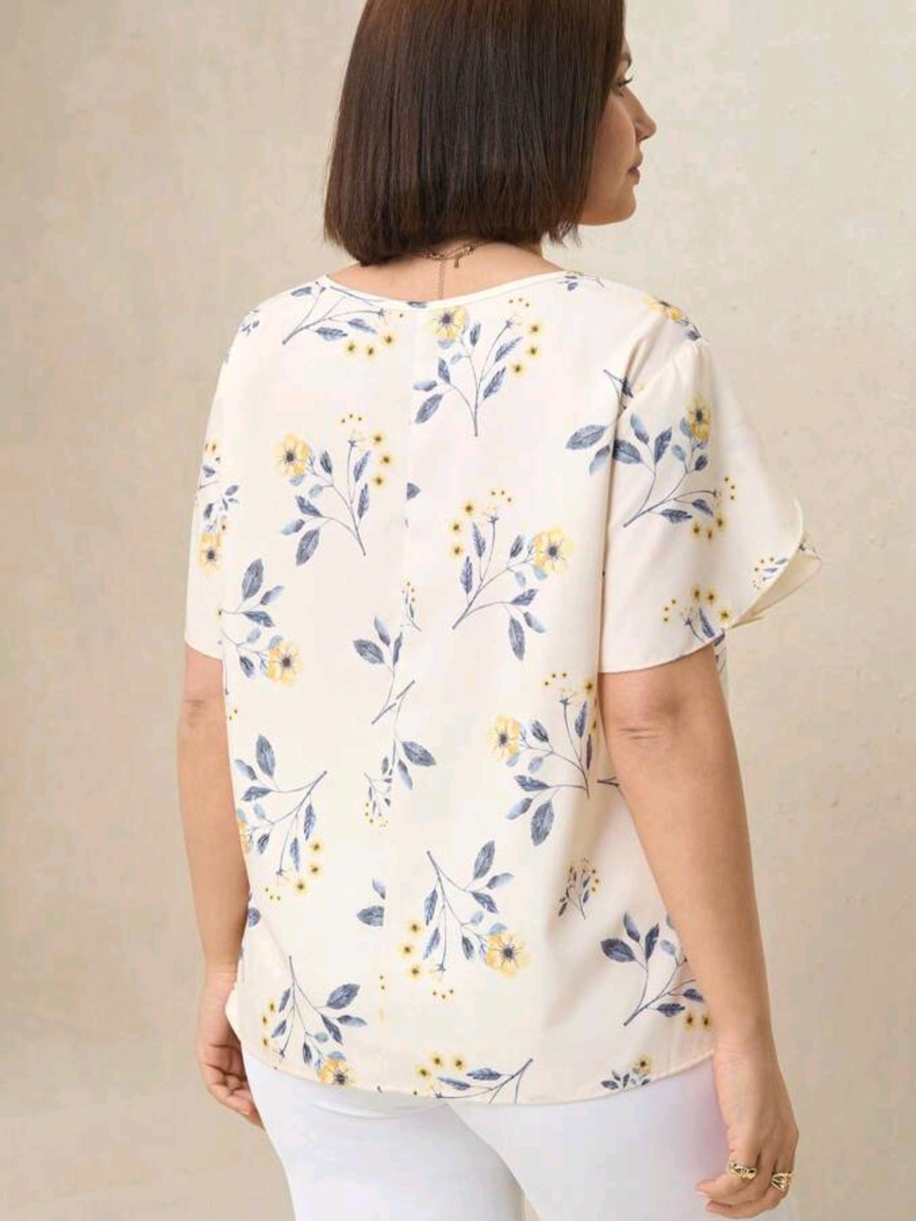 #4147 V-Neck Short Sleeve Blouse