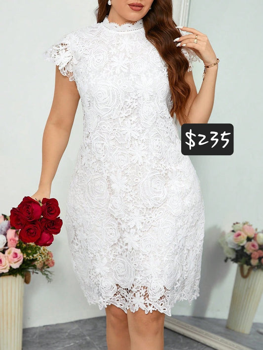 #5461 Solid Color Lace Dress