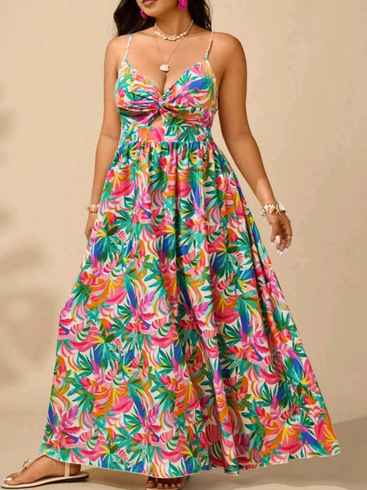 2321 Strap Floral Print Boho Dress