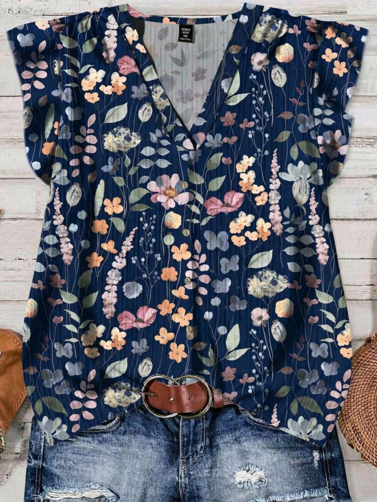3267 Ruffle Sleeve  Blouse