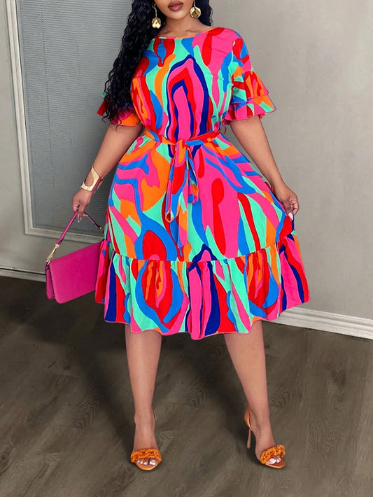 3415 Abstract A-Line Dress