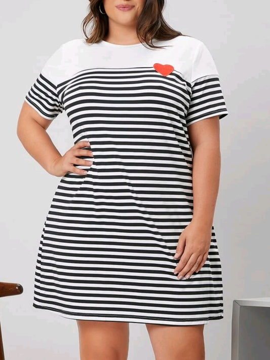#2124 Striped Print Tee Dress