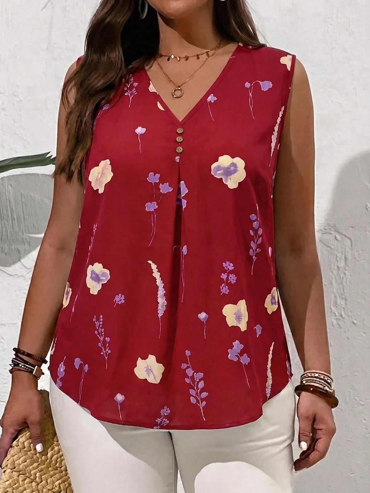 9376 Floral Sleeveless Top