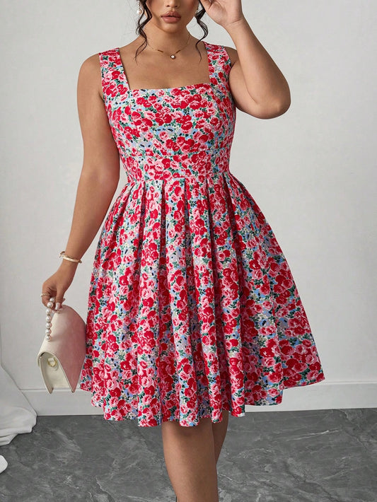 9612 Wide Neckline A-Line Pleated Dress