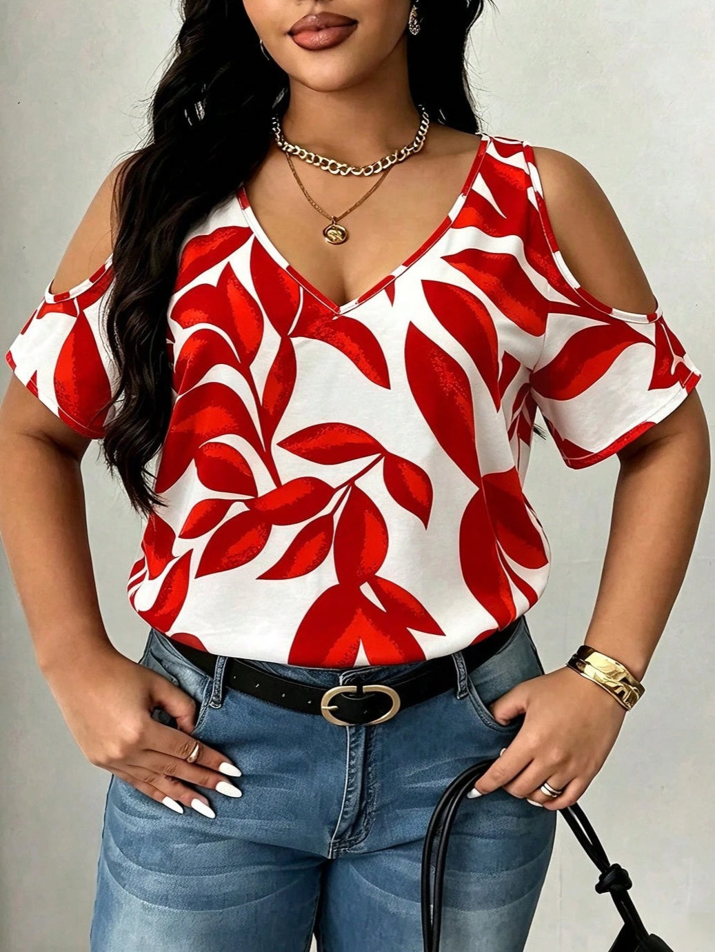 2048 V Neck Off-Shoulder Top