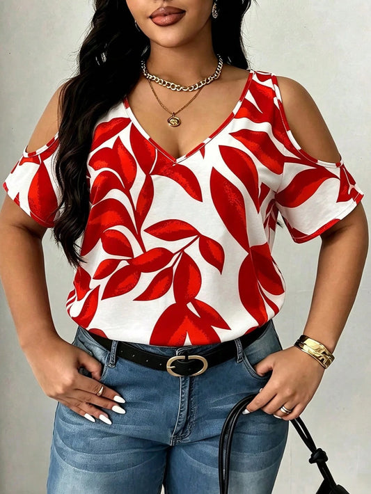 2048 V Neck Off-Shoulder Top