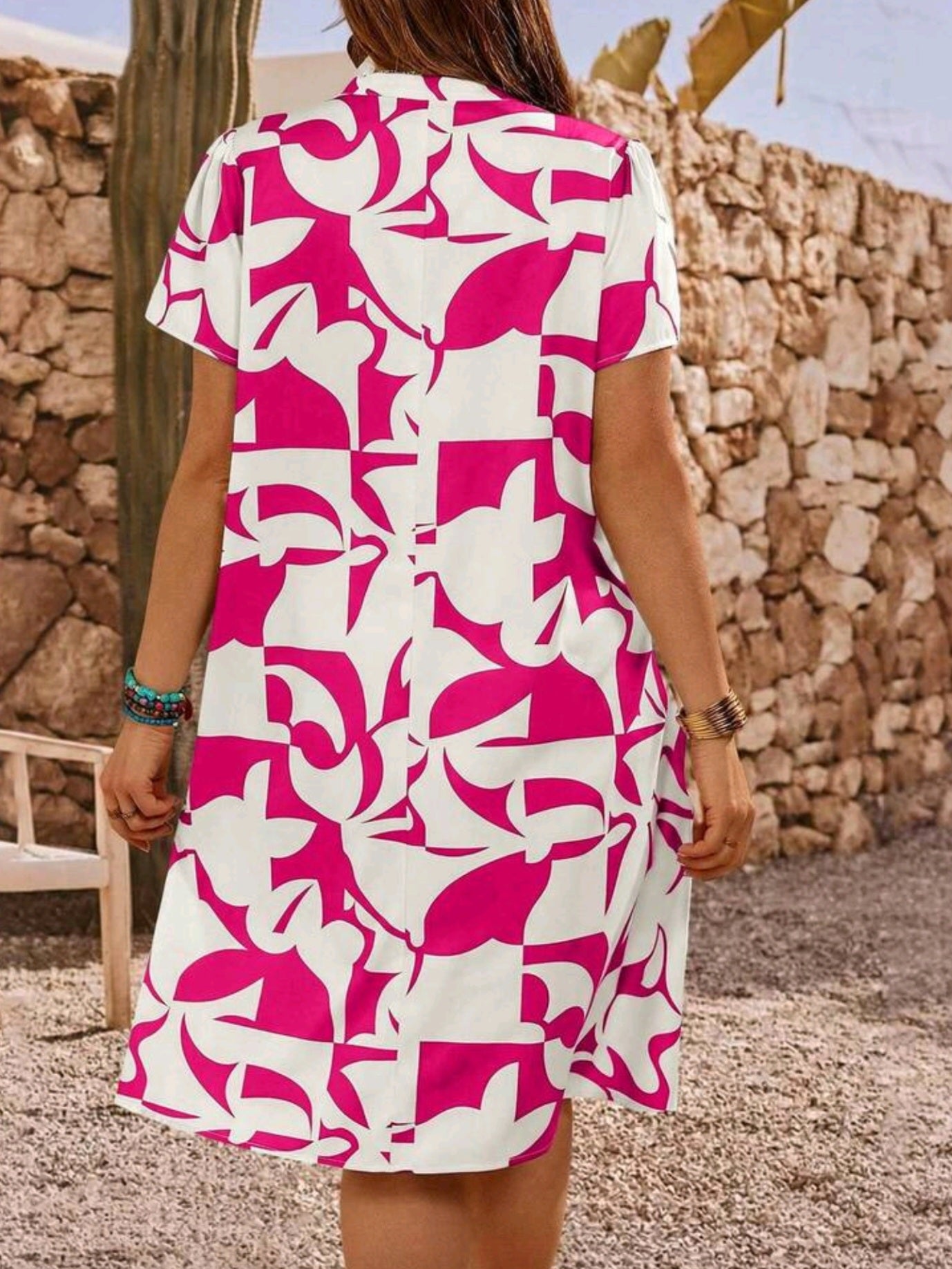 2781 Geometric Print Midi Dress
