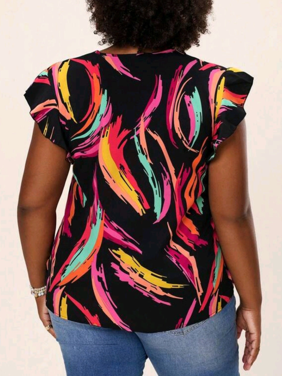 5915  V-Neck Splash Ink Art Blouse