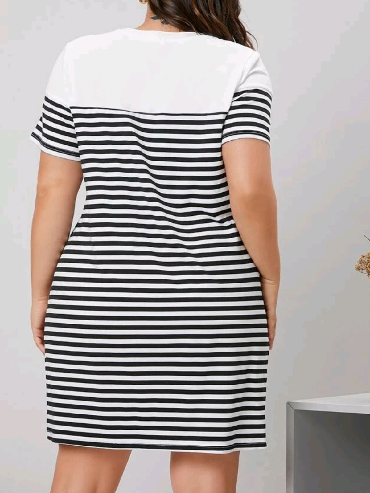 #2124 Striped Print Tee Dress