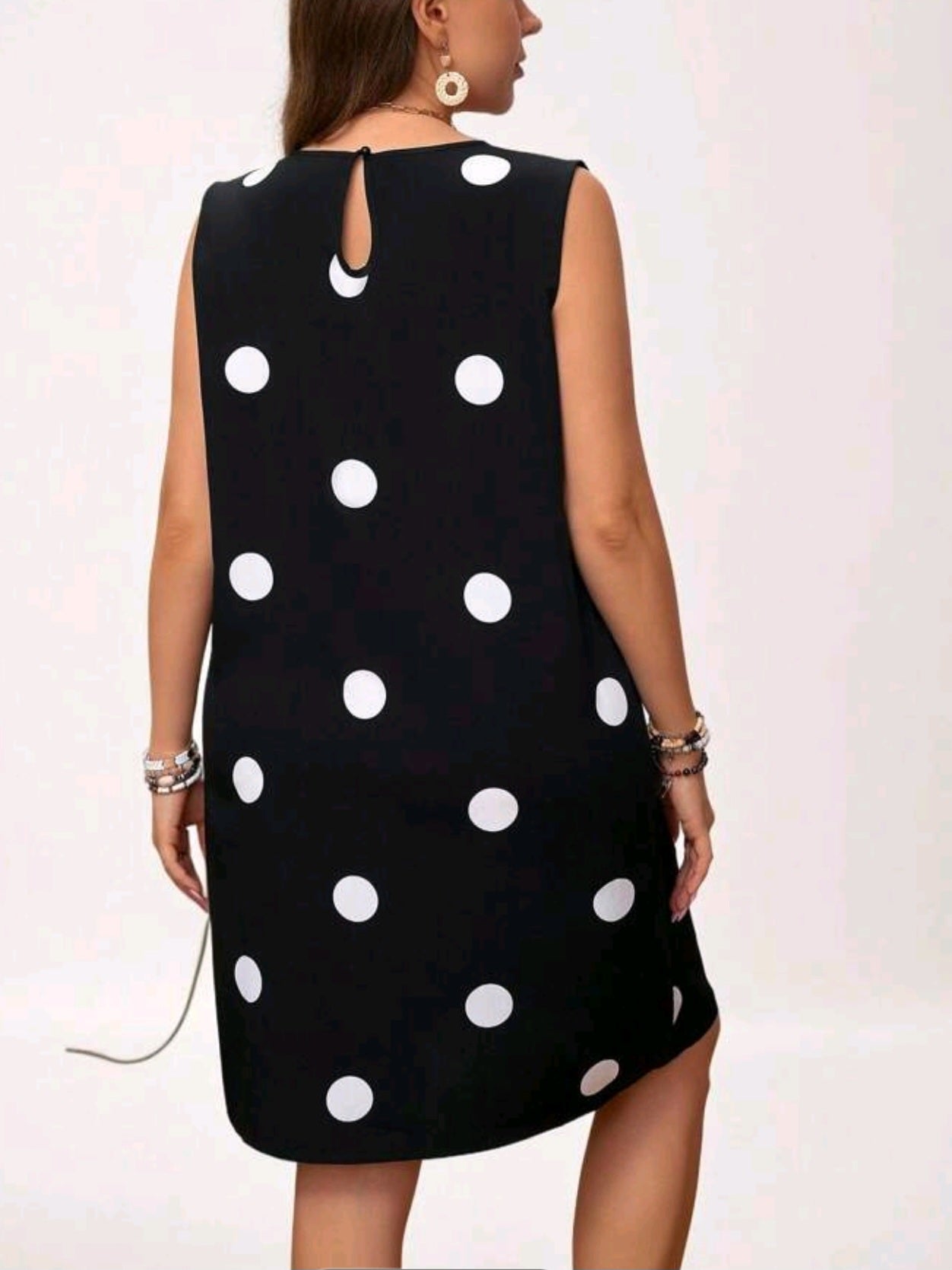 #0360 Polka Dot Printed Sleeveless Dress
