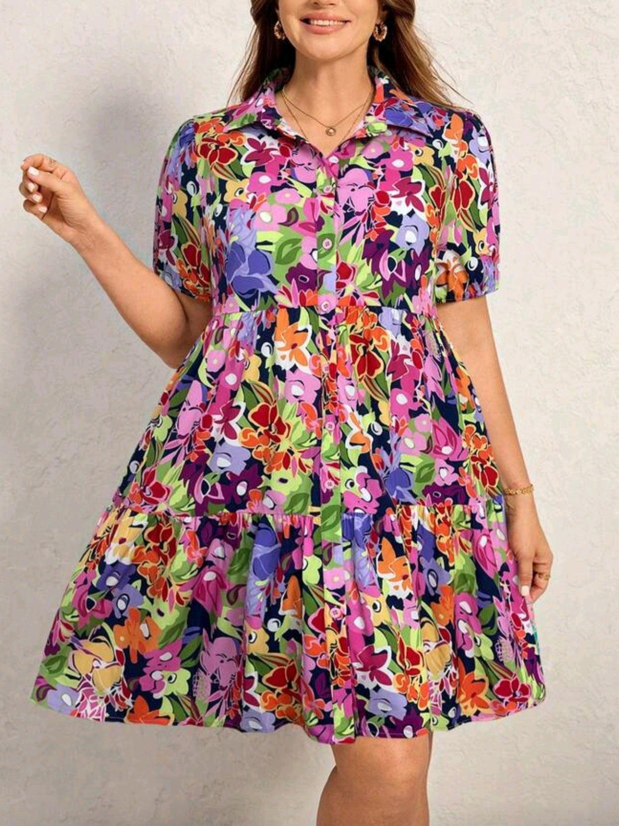 2799 Floral Shirt Dress