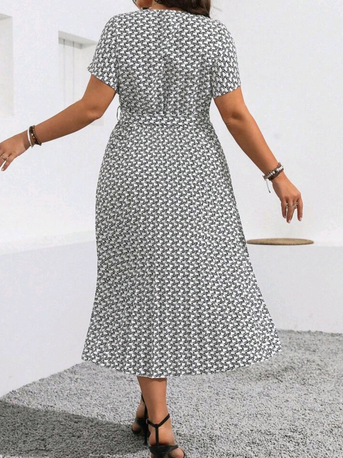 #9546 Allover printed Dress With Belt