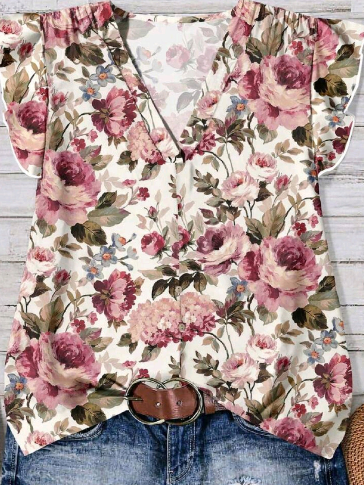 2739 Floral Print Casual Minimalist Blouse