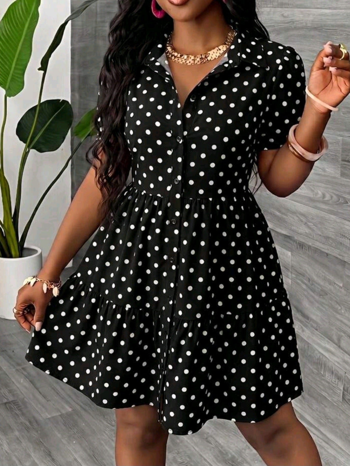 0018 Retro Polka Dot Print Dress