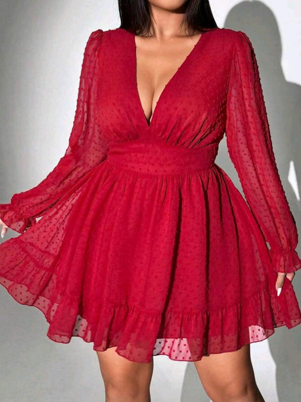 6811 V-Neck A-Line Chiffon Dress