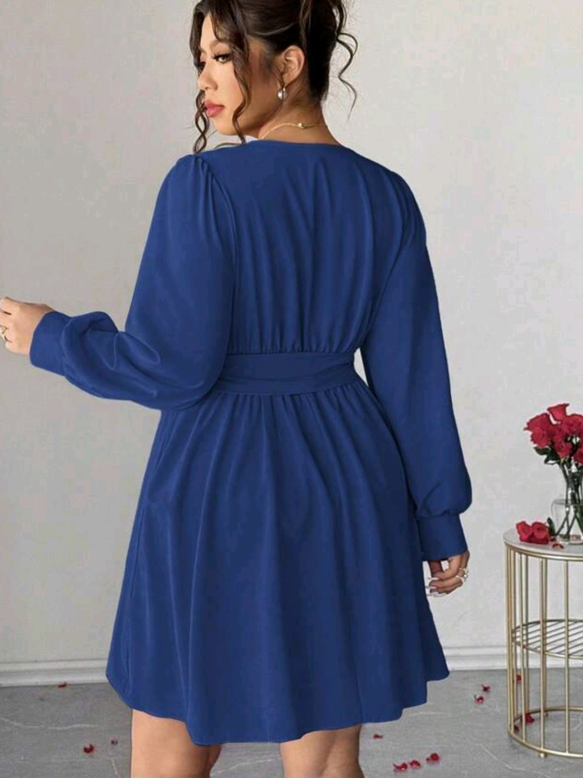 0223 V-Neck Long Sleeve Dress