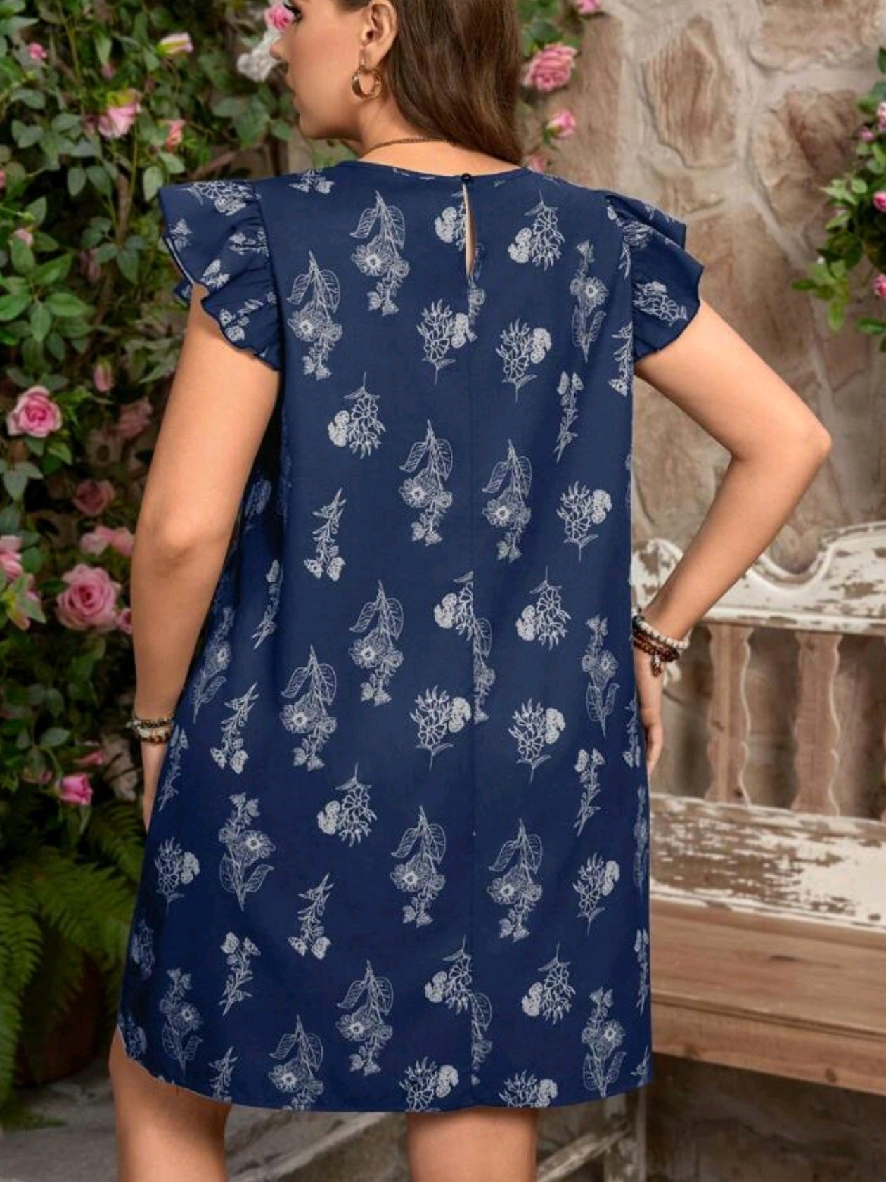 9392 All Over Print Casual Dress