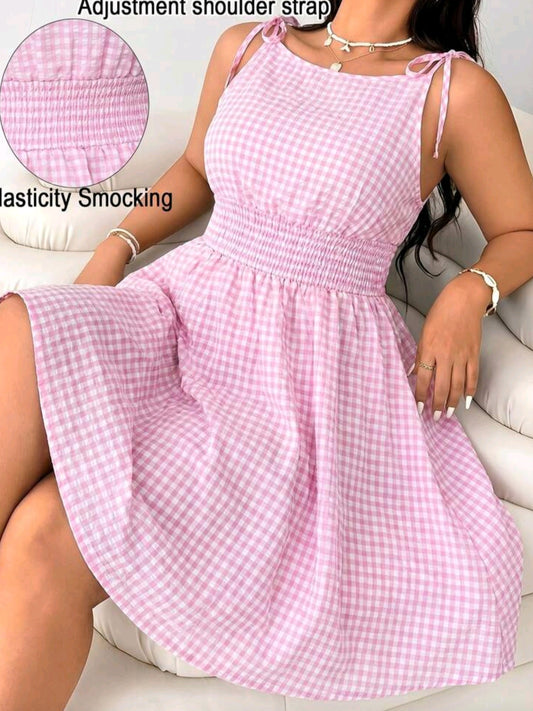 5395 Plaid Waist Tie Dress