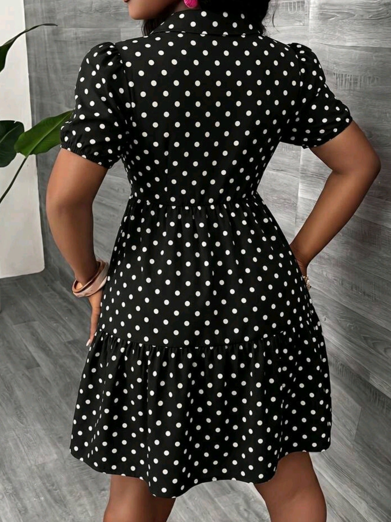 0018 Retro Polka Dot Print Dress