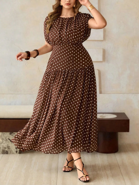 2543 Vintage Waist Gathered A-Line Midi Dress