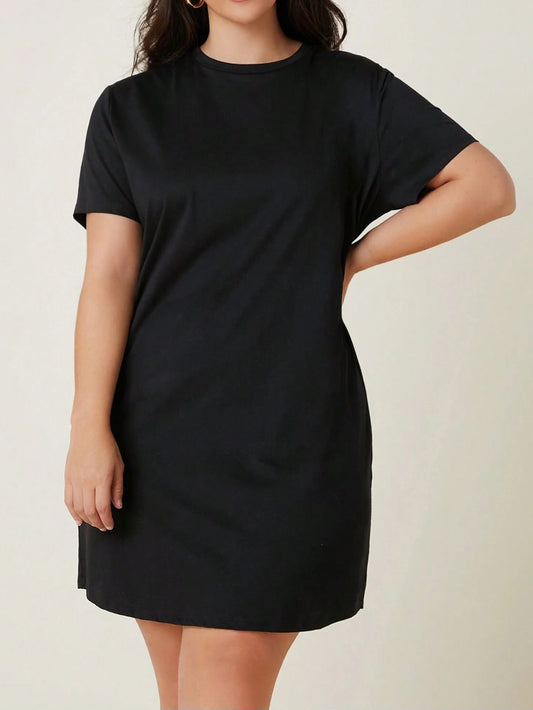 2496 Basic 100% Cotton Tee Dress