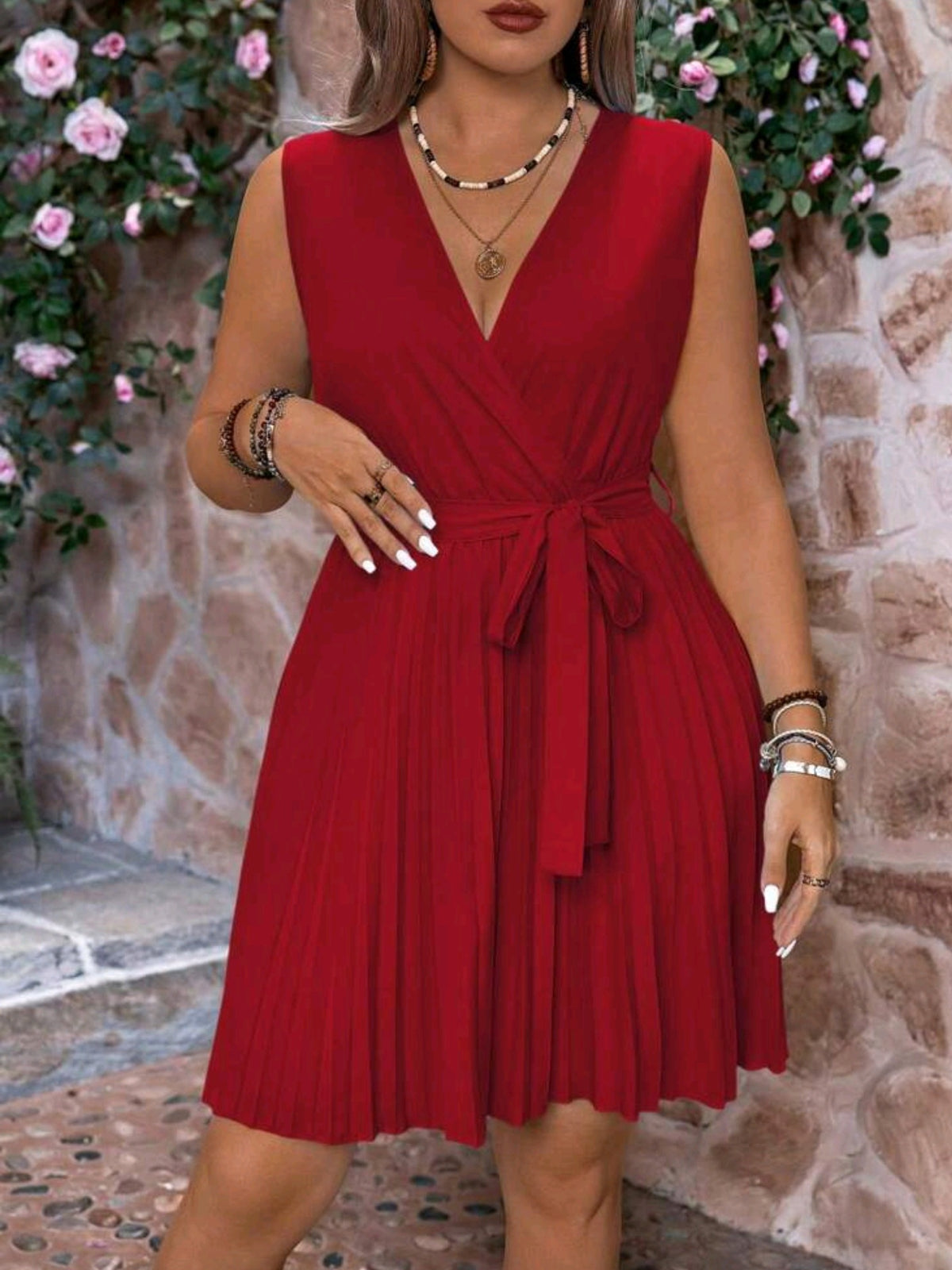 3421 V-Neck Wrap Cross Dress