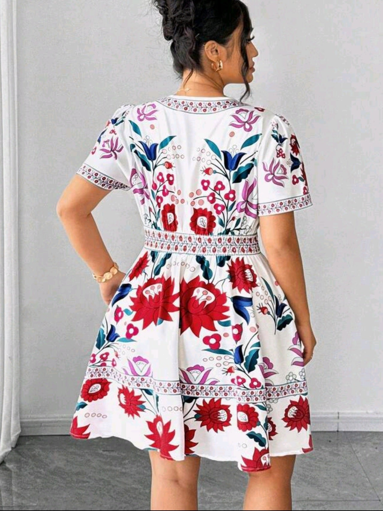 9919  V-Neck Boho Dress