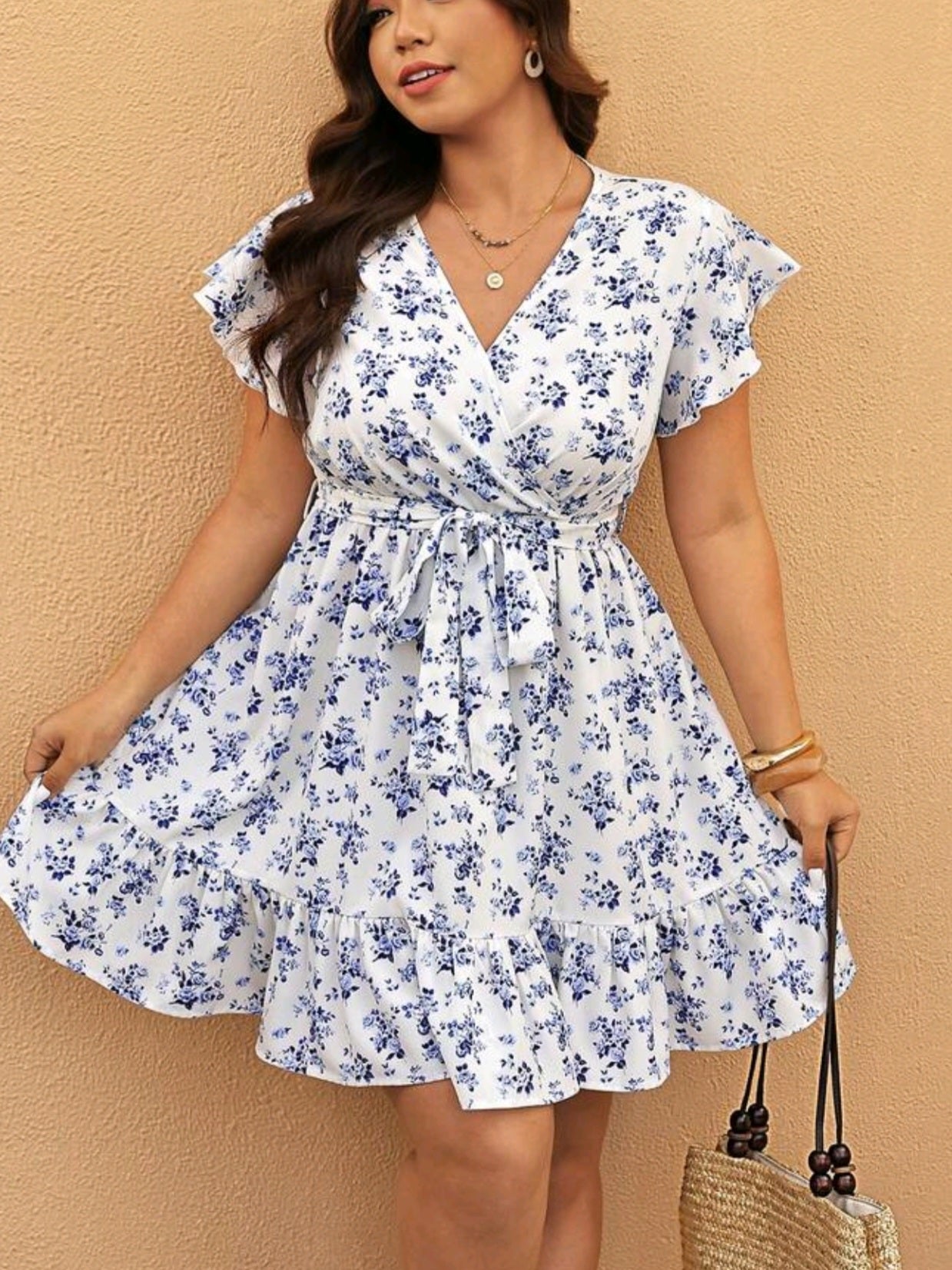 2136  Printed Waist Tie Dress