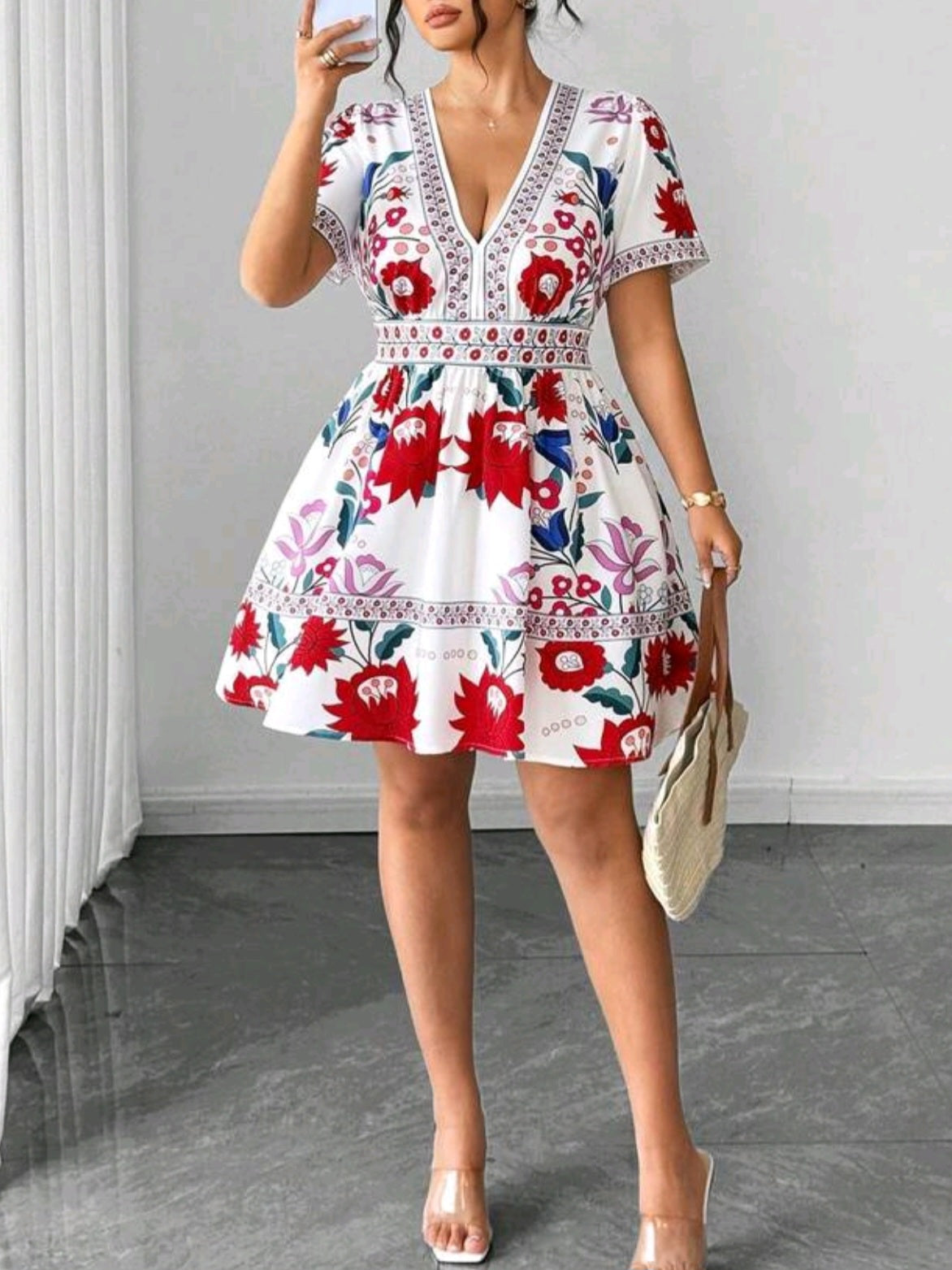 9919  V-Neck Boho Dress
