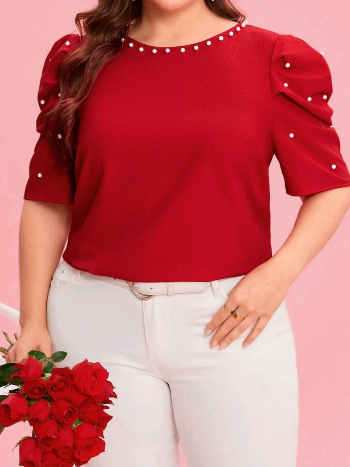 1779 Blouse With Faux Pearl Decor