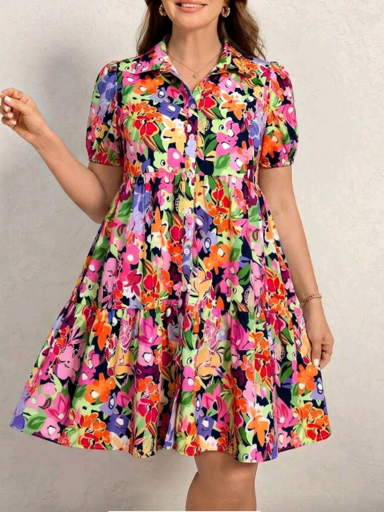 5721 Floral Shirt Dress