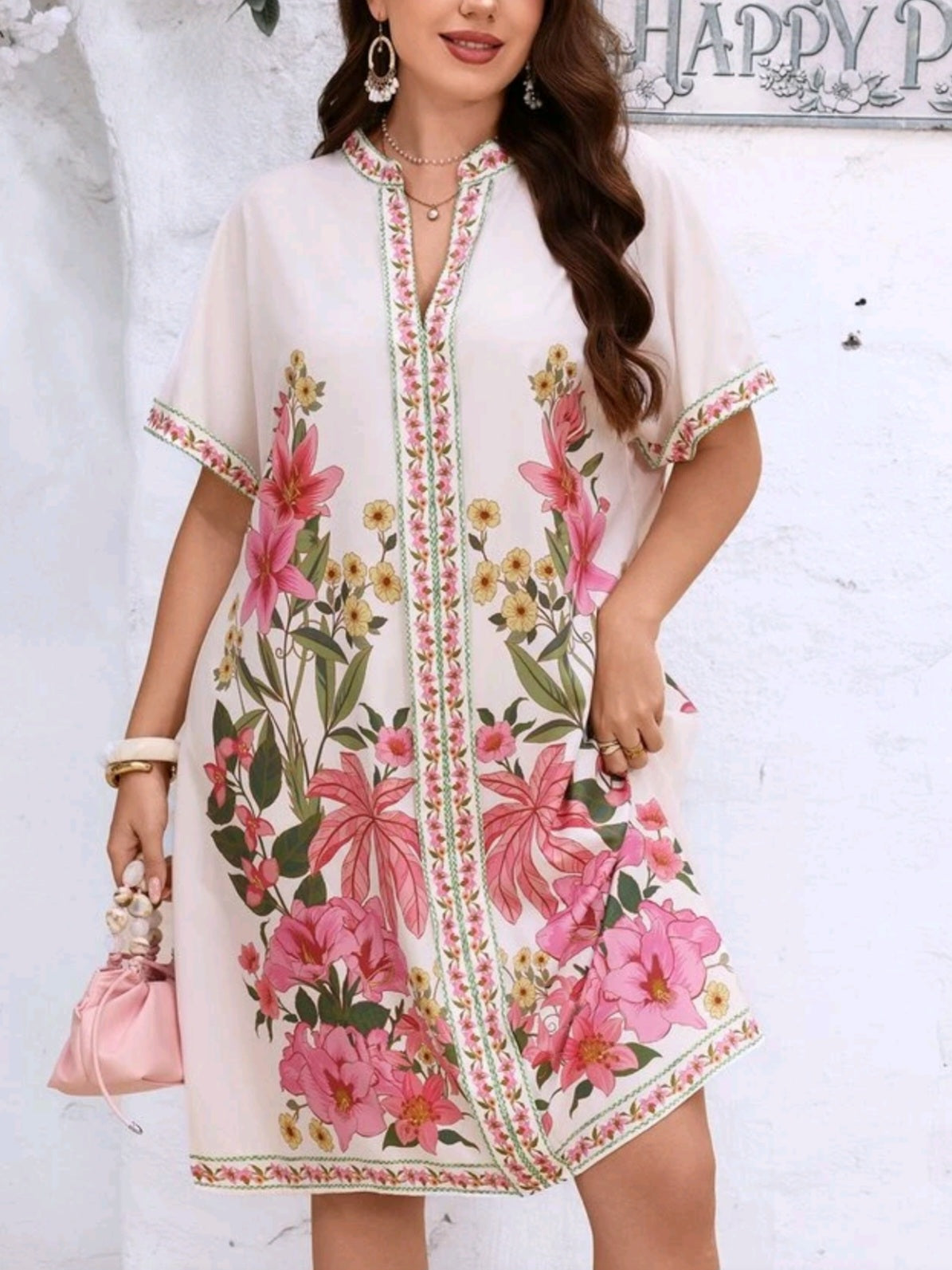 3919 V-Neck Flowy Dress